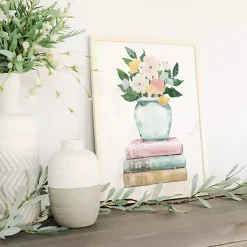 Kirklands Home Floral Vase on Books Framed Art Print Hot