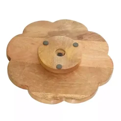 Kirklands Home Floral Wood Lazy Susan Cake Stand Brown Clearance