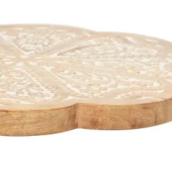 Kirklands Home Floral Wood Lazy Susan Cake Stand Brown Clearance