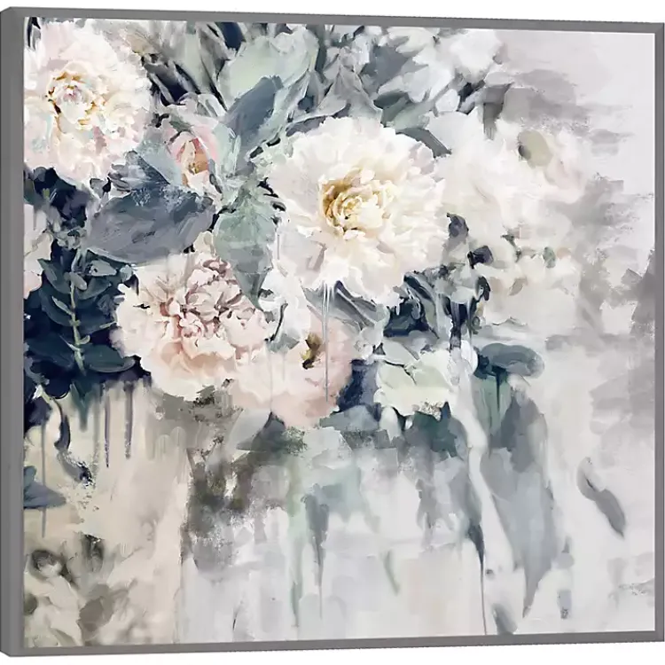 Kirklands Home Flower Impressions Framed Canvas Art Print Gray Clearance