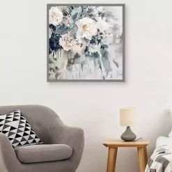 Kirklands Home Flower Impressions Framed Canvas Art Print Gray Clearance