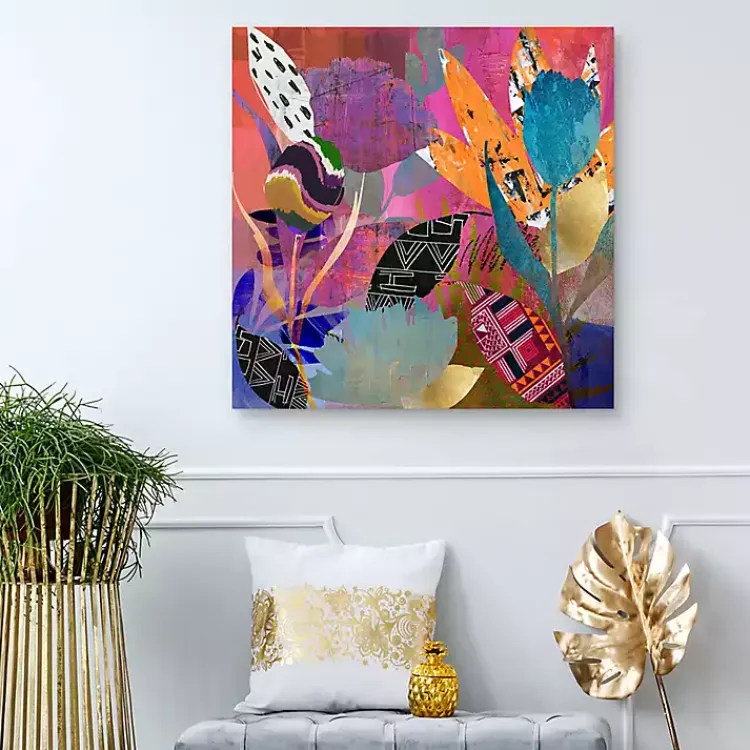 Kirklands Home Flower Power Canvas Art Print, 35x35 in. Multi Discount
