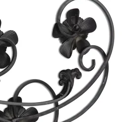 Kirklands Home Flower Scroll Metal Wall Plaque Black Clearance