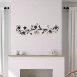 Kirklands Home Flower Scroll Metal Wall Plaque Black Clearance