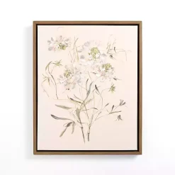Kirklands Home Flower Stems II Framed Canvas Art Print Pink Clearance