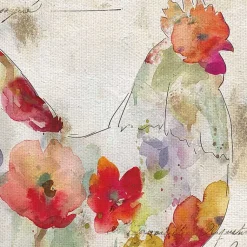 Kirklands Home Flowered Chicken Canvas Art Print, Set of 2 Multi Online