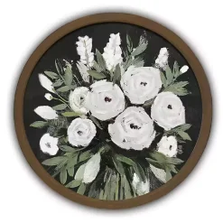 Kirklands Home Flowers on Black Background Brown Framed Art Print Sale