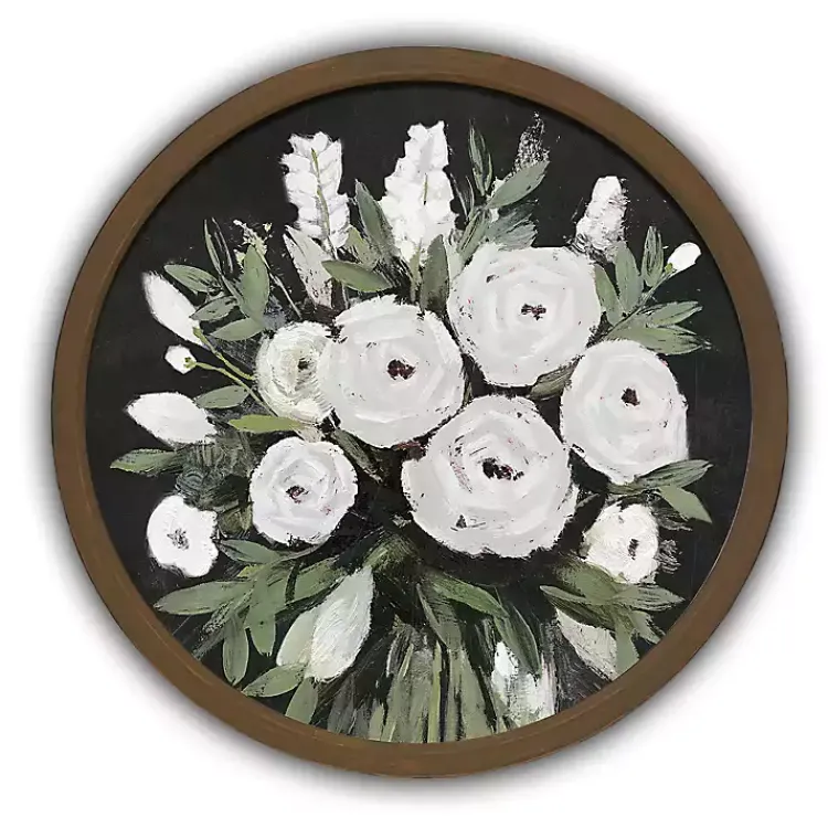Kirklands Home Flowers on Black Background Brown Framed Art Print Sale