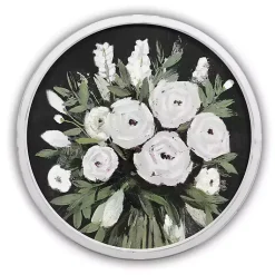 Kirklands Home Flowers on Black Background White Framed Art Print Clearance