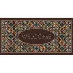 Kirklands Home Flowery Tiles Entry Doormat Brown New