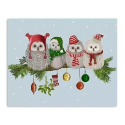 Christmas Art & Wall Decor>Kirklands Home Fluffy Owls on Branch Canvas Art Print