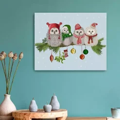 Christmas Art & Wall Decor>Kirklands Home Fluffy Owls on Branch Canvas Art Print