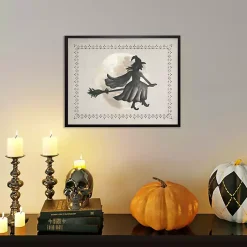 Halloween>Kirklands Home Flying Witch Framed Halloween Wall Art