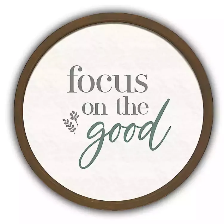 Kirklands Home Focus on the Good Round Framed Plaque Brown Clearance