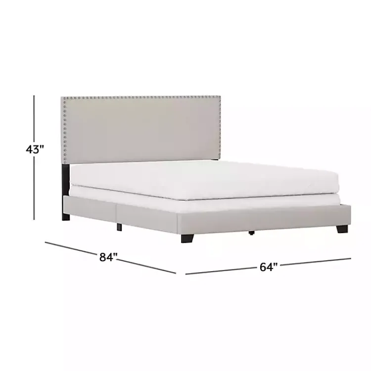 Kirklands Home Fog Upholstered Nailhead Trim Queen Bed Gray Discount