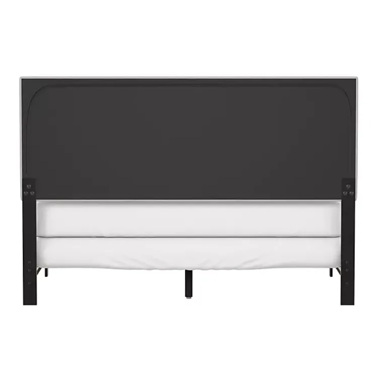 Kirklands Home Fog Upholstered Nailhead Trim Queen Bed Gray Discount