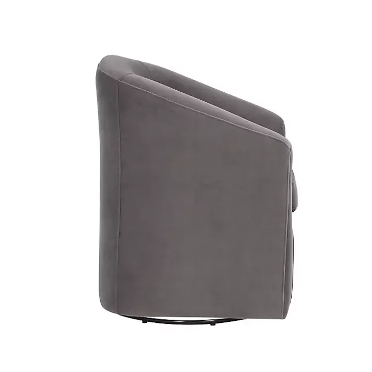 Kirklands Home Fog Velvet Swivel Barrel Accent Chair Gray Outlet