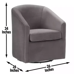Kirklands Home Fog Velvet Swivel Barrel Accent Chair Gray Outlet