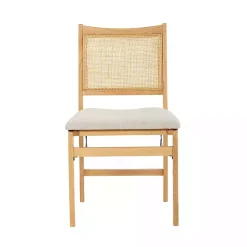 Kirklands Home Folding Rat Cane Back Cushioned Chair Tan Best