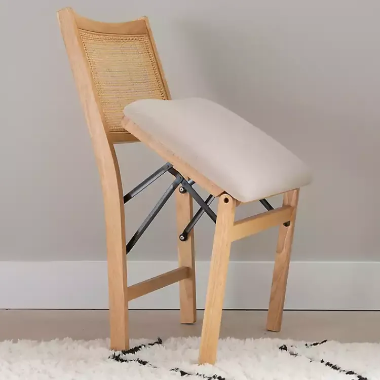 Kirklands Home Folding Rat Cane Back Cushioned Chair Tan Best