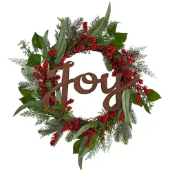 Christmas Wreaths>Kirklands Home Foliage and Red Berry Joy Wreath