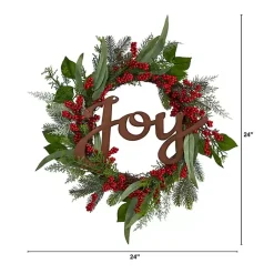 Christmas Wreaths>Kirklands Home Foliage and Red Berry Joy Wreath