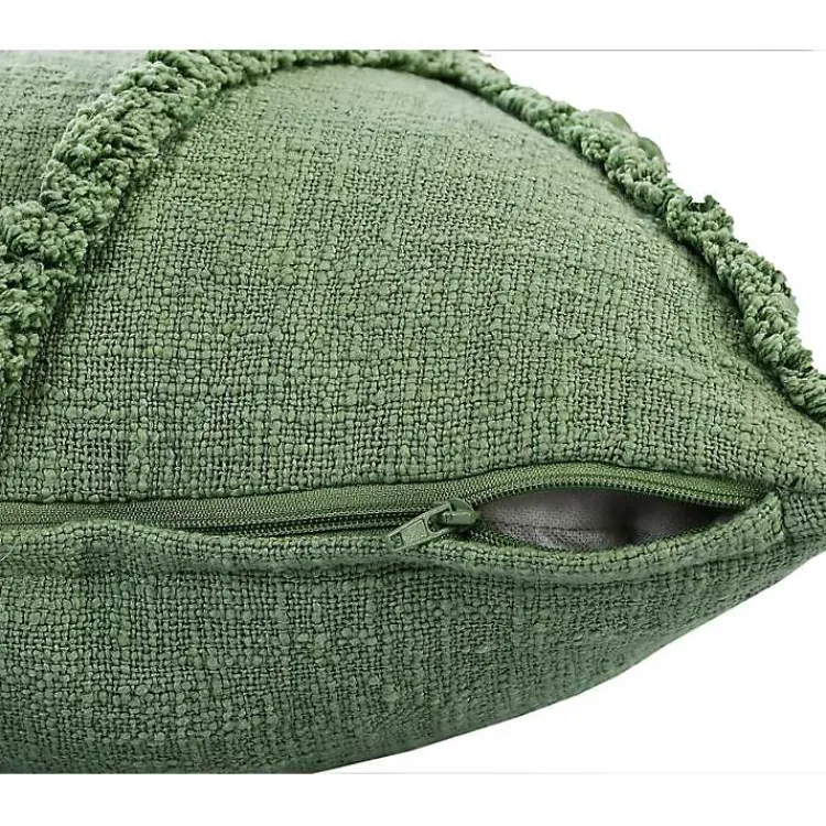 Pillows>Kirklands Home Forest Fringe Diamond Pillow, 20 in. Green