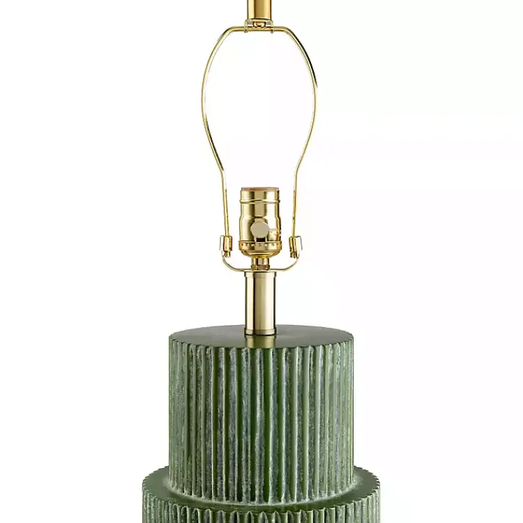 Kirklands Home Forest Green Ribbed Table Lamp White Online