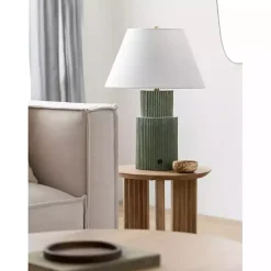 Kirklands Home Forest Green Ribbed Table Lamp White Online