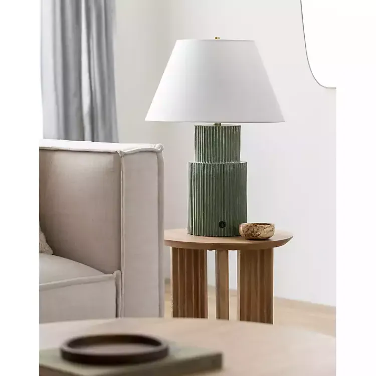Kirklands Home Forest Green Ribbed Table Lamp White Online