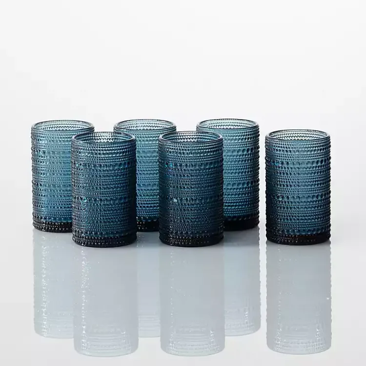Kirklands Home Fortessa Cornflower Bead Tall Glasses, Set of 6 Blue Sale