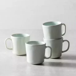 Kirklands Home Fortessa Cypress Ceramic Mugs, Set of 4 Blue New