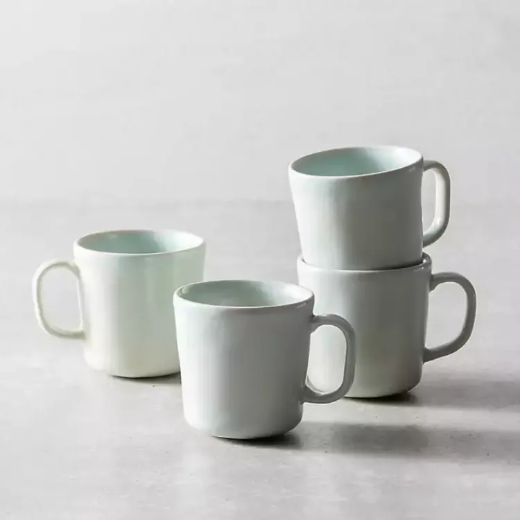 Kirklands Home Fortessa Cypress Ceramic Mugs, Set of 4 Blue New