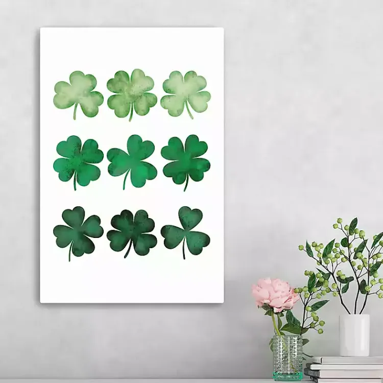 St Patricks Day Decorations>Kirklands Home Four Leaf Clovers Canvas Art Print