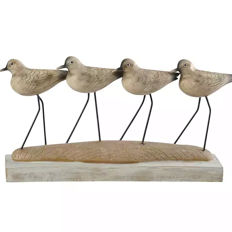 Statues & Figurines>Kirklands Home Four Sand Pipers on Sd Tan