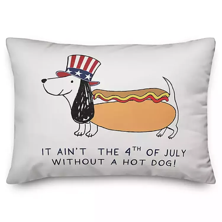 Kirklands Home Fourth of July Hot Dog Indoor/Outdoor Pillow New