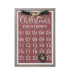 Christmas Art & Wall Decor>Kirklands Home Framed Christmas Countdown Plaid Wall Plaque