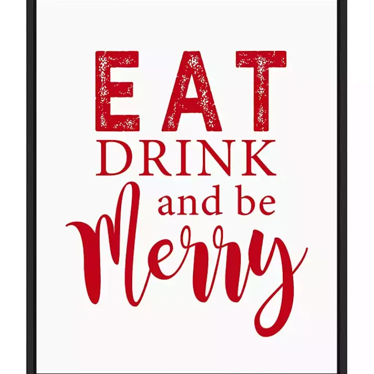 Christmas Art & Wall Decor>Kirklands Home Framed Eat Drink Merry Christmas Canvas Art Print