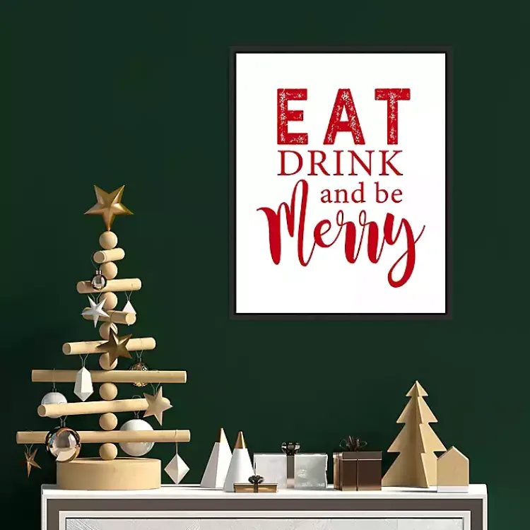 Christmas Art & Wall Decor>Kirklands Home Framed Eat Drink Merry Christmas Canvas Art Print