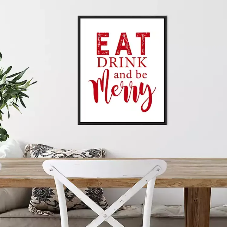 Christmas Art & Wall Decor>Kirklands Home Framed Eat Drink Merry Christmas Canvas Art Print
