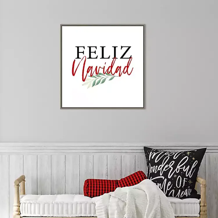 Christmas Art & Wall Decor>Kirklands Home Framed Feliz Navidad Christmas Canvas Art Print
