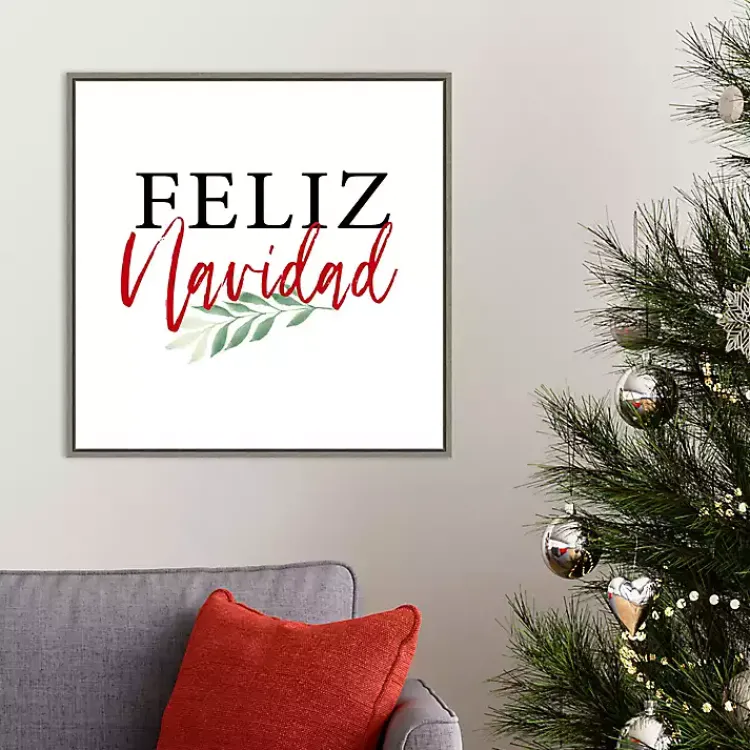 Christmas Art & Wall Decor>Kirklands Home Framed Feliz Navidad Christmas Canvas Art Print