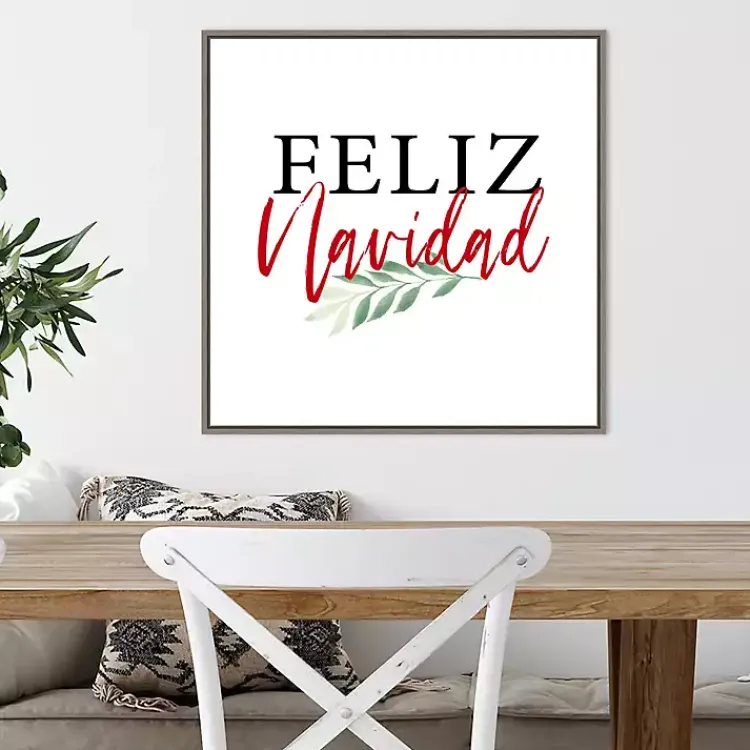 Christmas Art & Wall Decor>Kirklands Home Framed Feliz Navidad Christmas Canvas Art Print