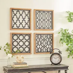 Kirklands Home Framed Matte Black Metal Wall Plaques, Set of 4 Best