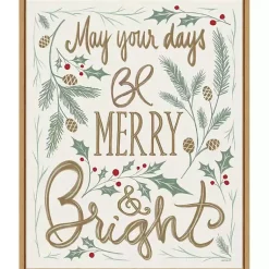 Christmas Art & Wall Decor>Kirklands Home Framed Merry and Bright Christmas Canvas Art Print