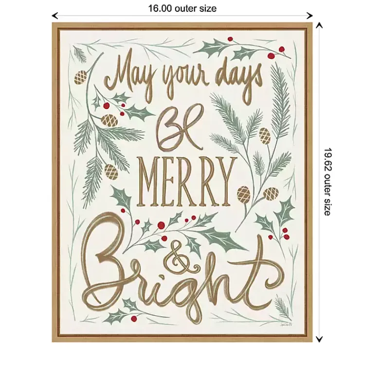 Christmas Art & Wall Decor>Kirklands Home Framed Merry and Bright Christmas Canvas Art Print