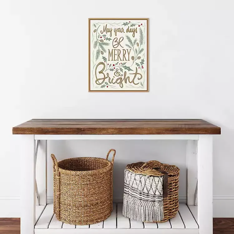 Christmas Art & Wall Decor>Kirklands Home Framed Merry and Bright Christmas Canvas Art Print