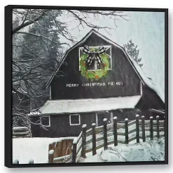 Christmas Art & Wall Decor>Kirklands Home Framed Merry Christmas Barn Canvas Art Print