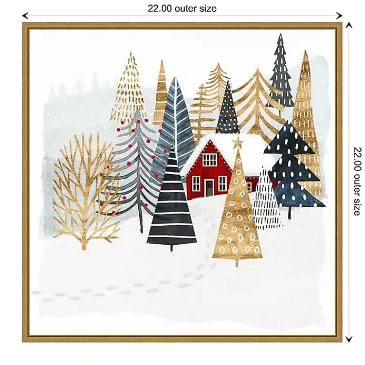 Christmas Art & Wall Decor>Kirklands Home Framed Winter Landscape Christmas Canvas Art Print