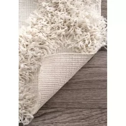 Kirklands Home Francis Diamond Shaggy Area Rug, 6x9 White Outlet